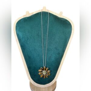 🔥 Whitney Kelly Sterling Silver Tiger’s Eye & MOP Sunflower Pendant Necklace